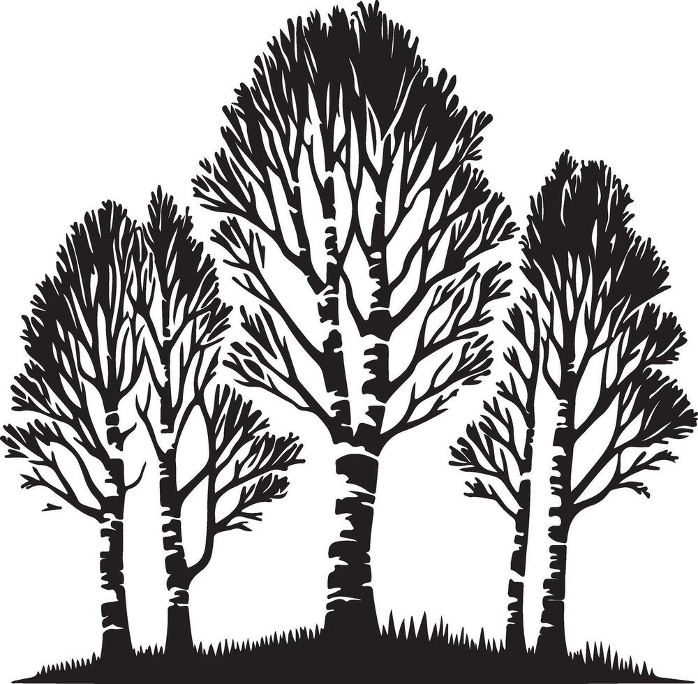 silhouette of trees in the forest vector