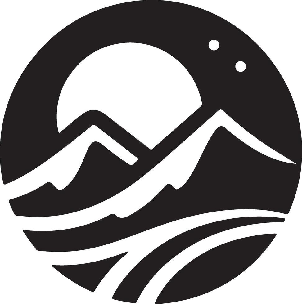 the black and whit logo for the mountain range vector