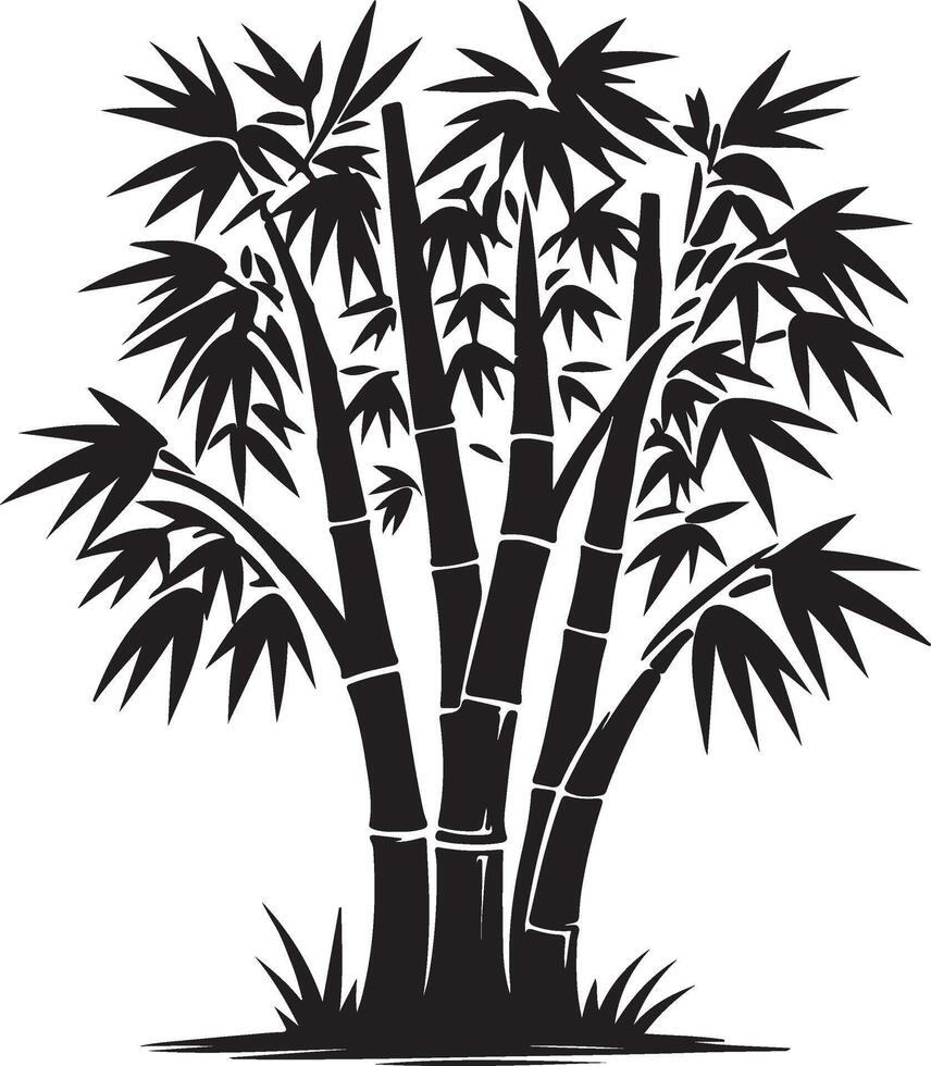 bamboo tree silhouette on white background vector