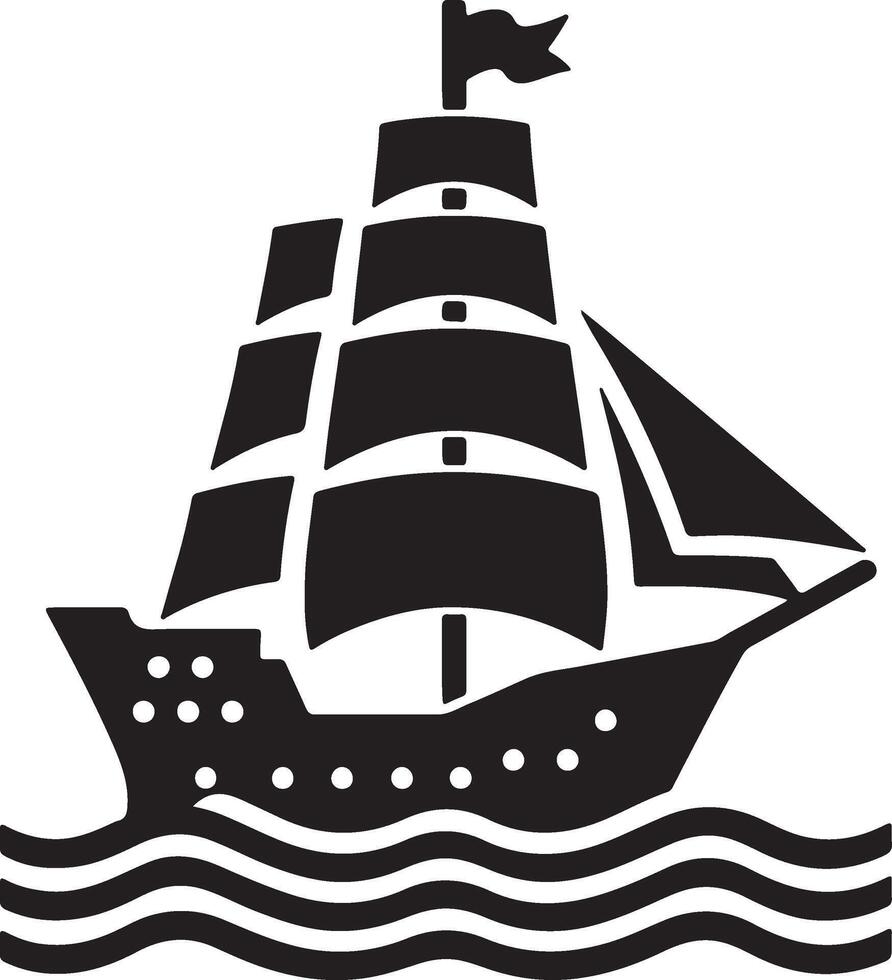 The unique black and white illustration of a sailing ship vector