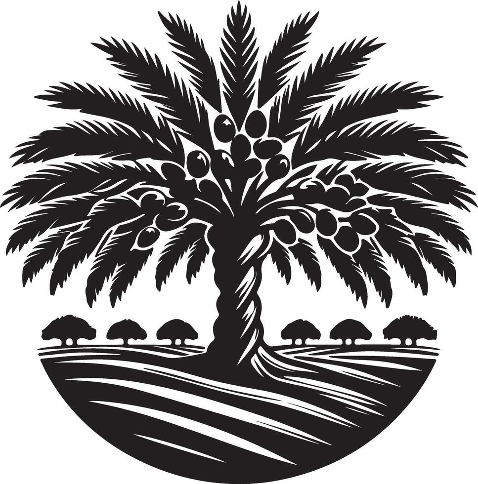 a palm tree with fruit in the middle of it vector