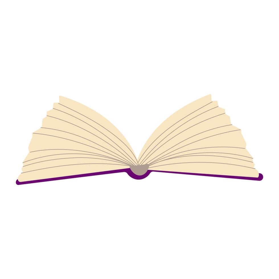 The book is open to a page with a purple border vector