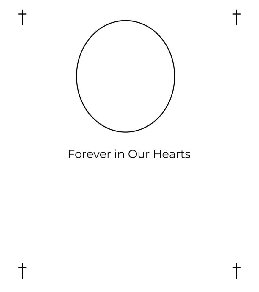 funeral card Decorative Religious Frame Corners, Gentle Leaf Accents, and Clear Space for Prayerful Message and Photo vector