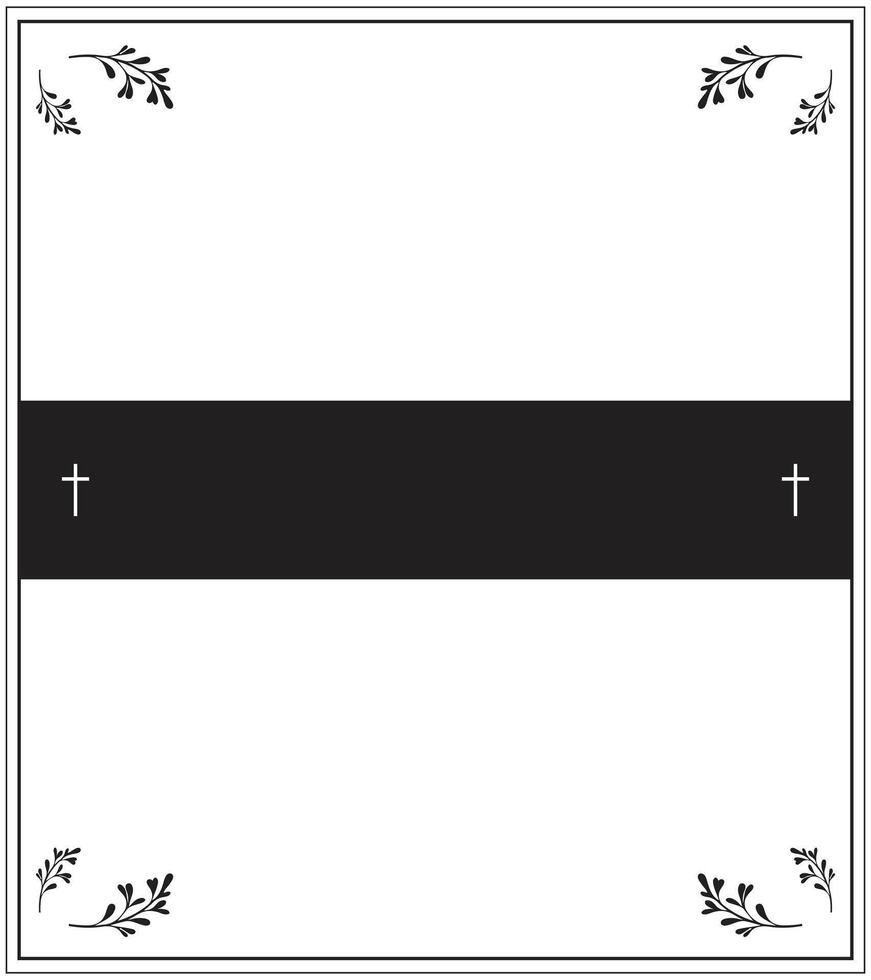 Eternal Memory Funeral Invitation Card Featuring Subtle Religious Background, Graceful Frame Edges, Gentle Leaves, and Space for Spiritual Tribute Text and Photo vector
