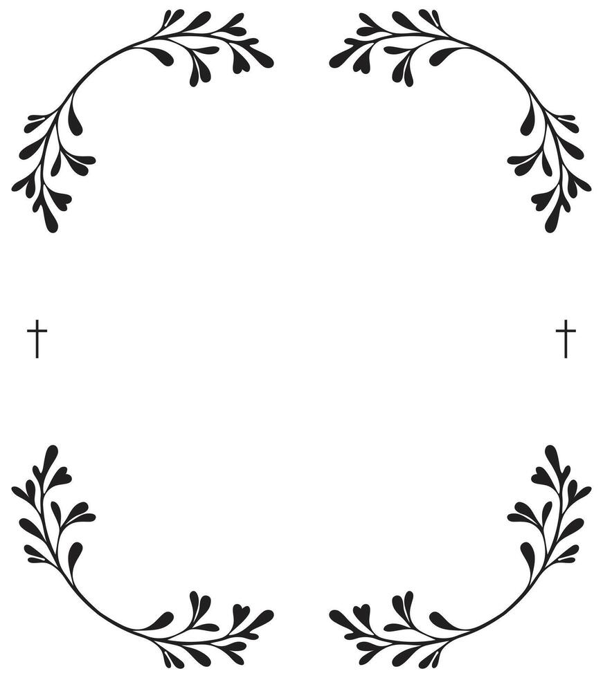Serene Memorial Invitation with Angelic Light Background, Decorative Borders, Leafy Accents, and Dedicated Room for Scripture, Memory Words, and Funeral Details vector