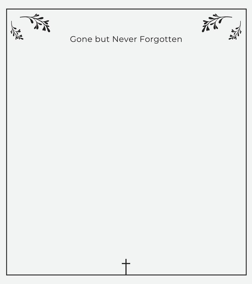 Graceful Funeral Memory Card with Light Angelic Background, Decorative Holy Borders, Gentle Leaves, and Room for Spiritual Tribute and Personal Photograph vector