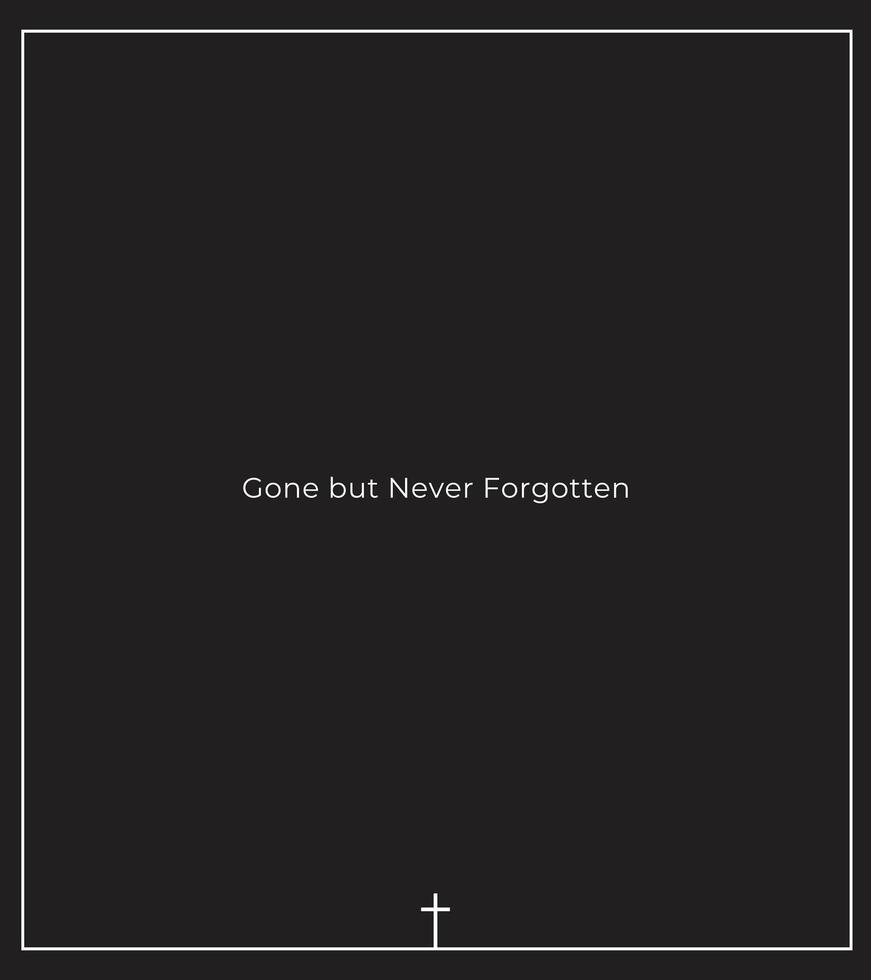 Tranquil Funeral Invitation Design with black Background, Holy Frame Borders, Botanical Details, and Space for Personal Prayer, Memory Message, and Portrait vector