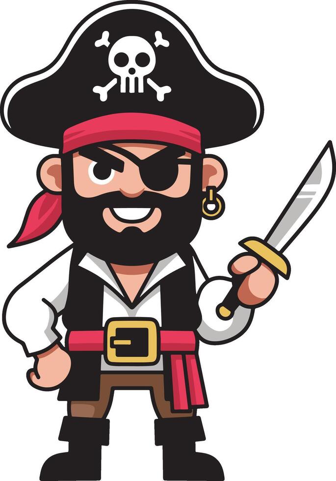 Pirate character cartoon illustration vector