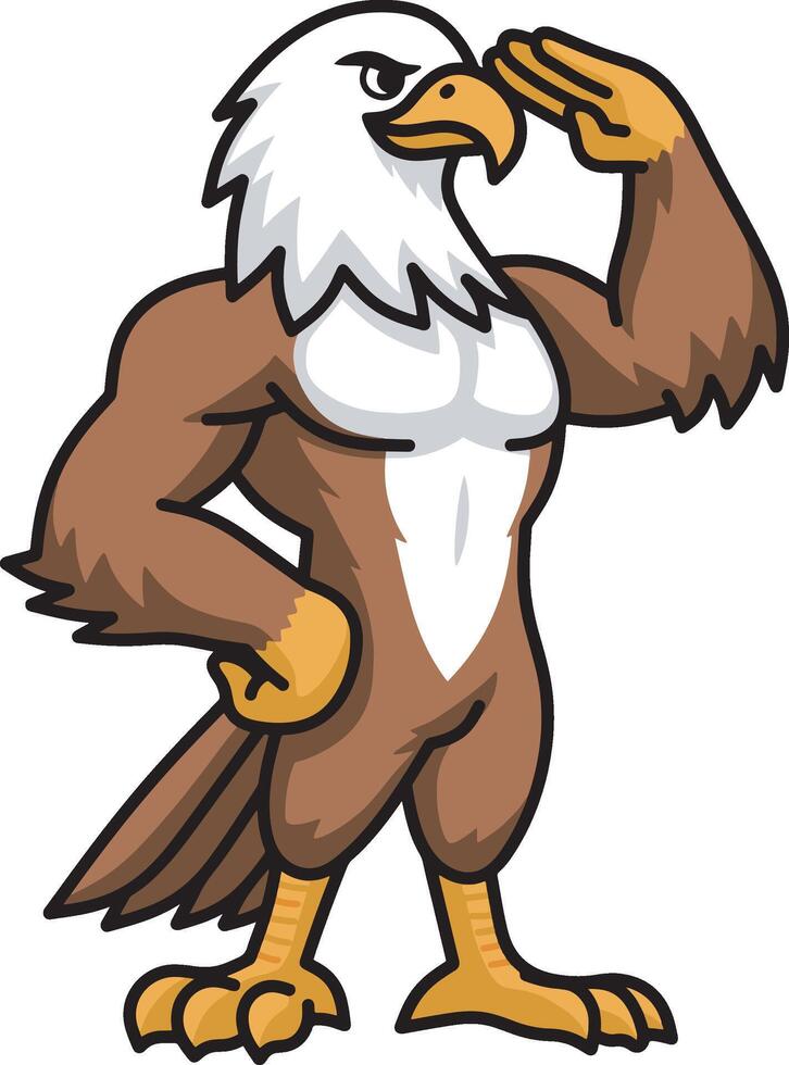 Eagle cartoon performing salute illustration vector