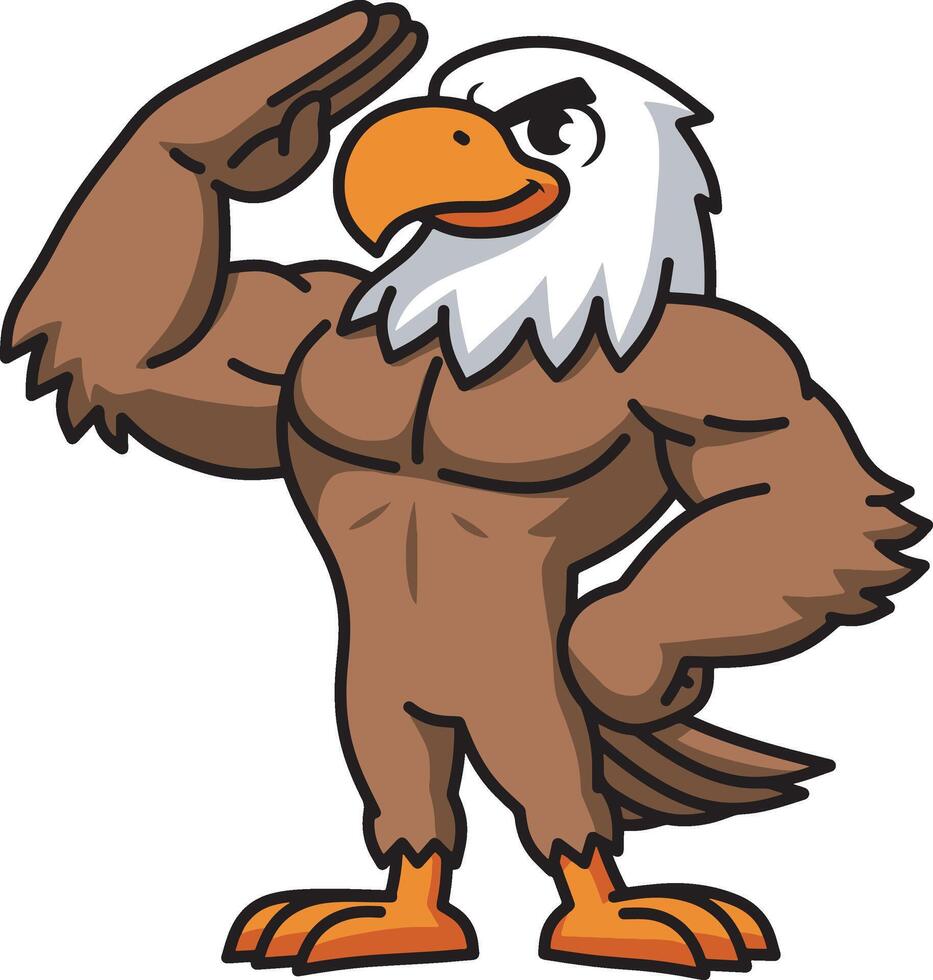 Eagle cartoon performing salute design art vector