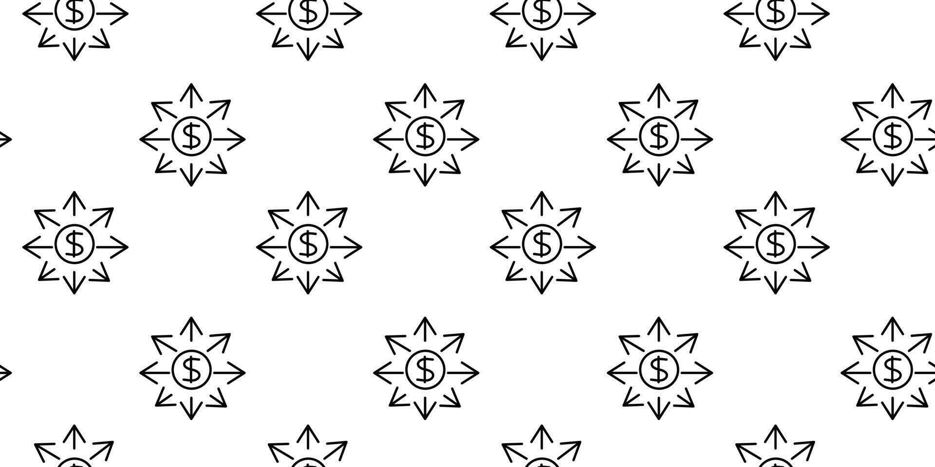 Creative pattern featuring dollar signs and arrows on a white background for financial themes vector