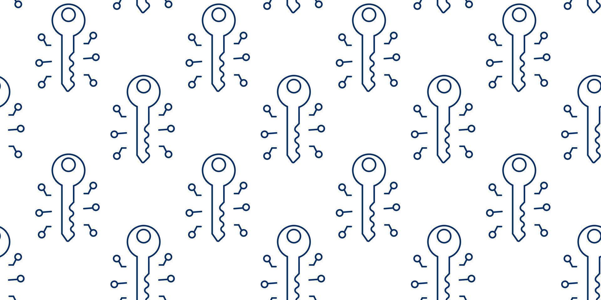 Repeating pattern of stylized keys on a white background creating a unique design vector
