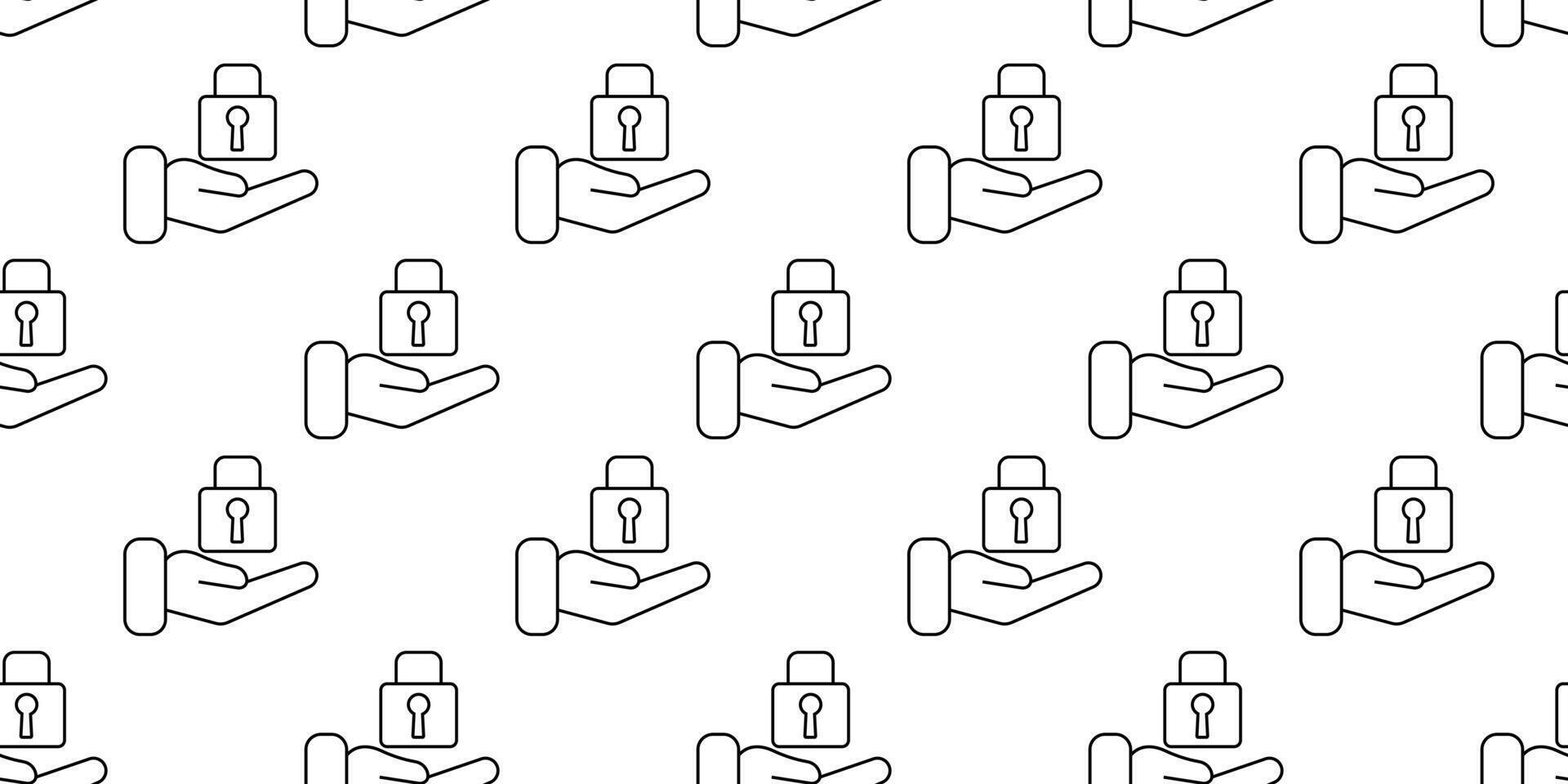 Pattern of hands holding padlocks with keyholes in a simple design vector