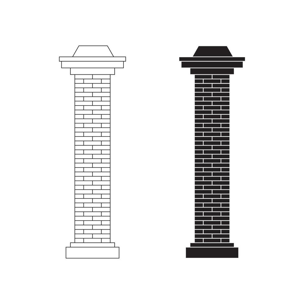 pillar brick icon set isolated on white background vector