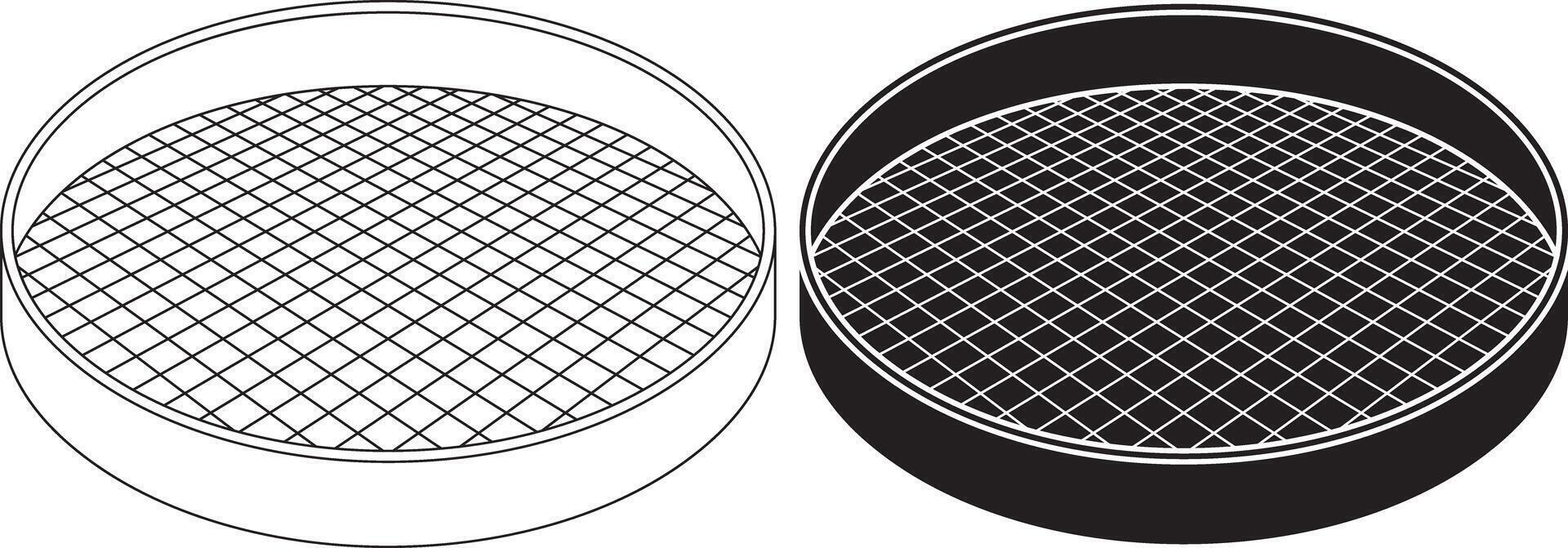 outline silhouette Sieve icon set vector