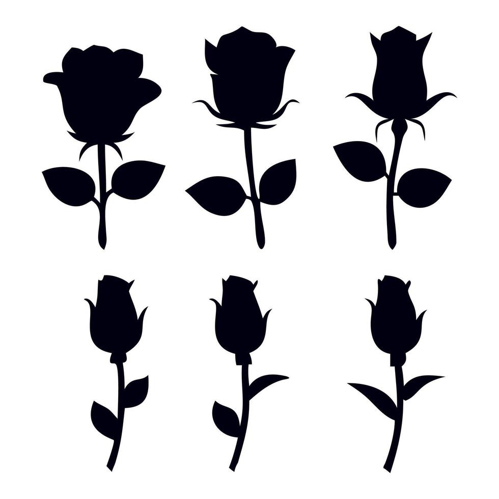 Beautiful Rose Silhouette in Black and White Aesthetic vector