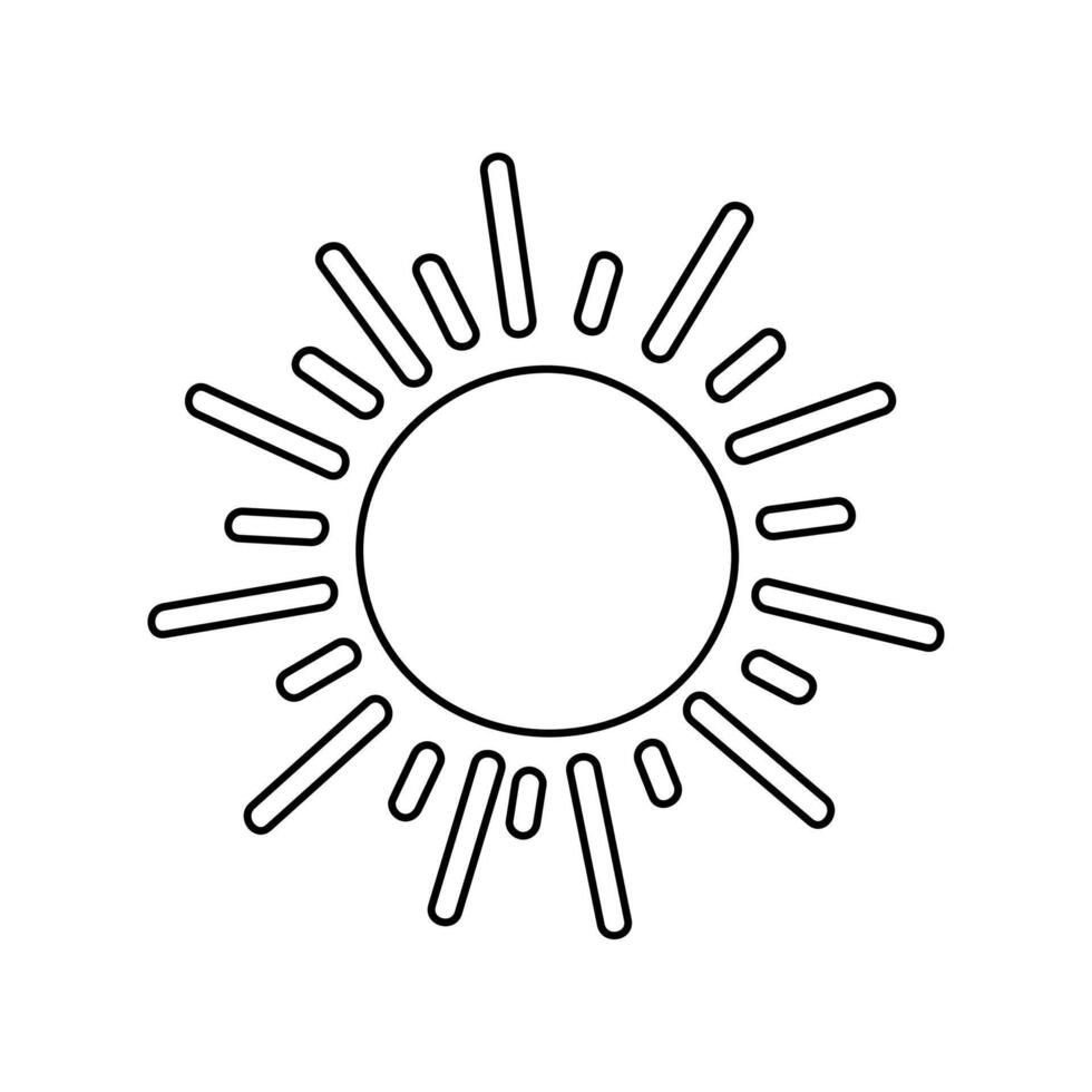 Bright sun icon with rays shining, perfect for summer themes or weather illustrations vector