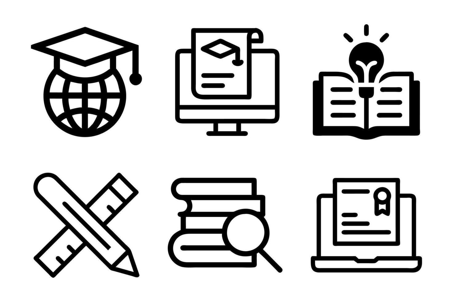 Education and Learning Icons Black and White vector