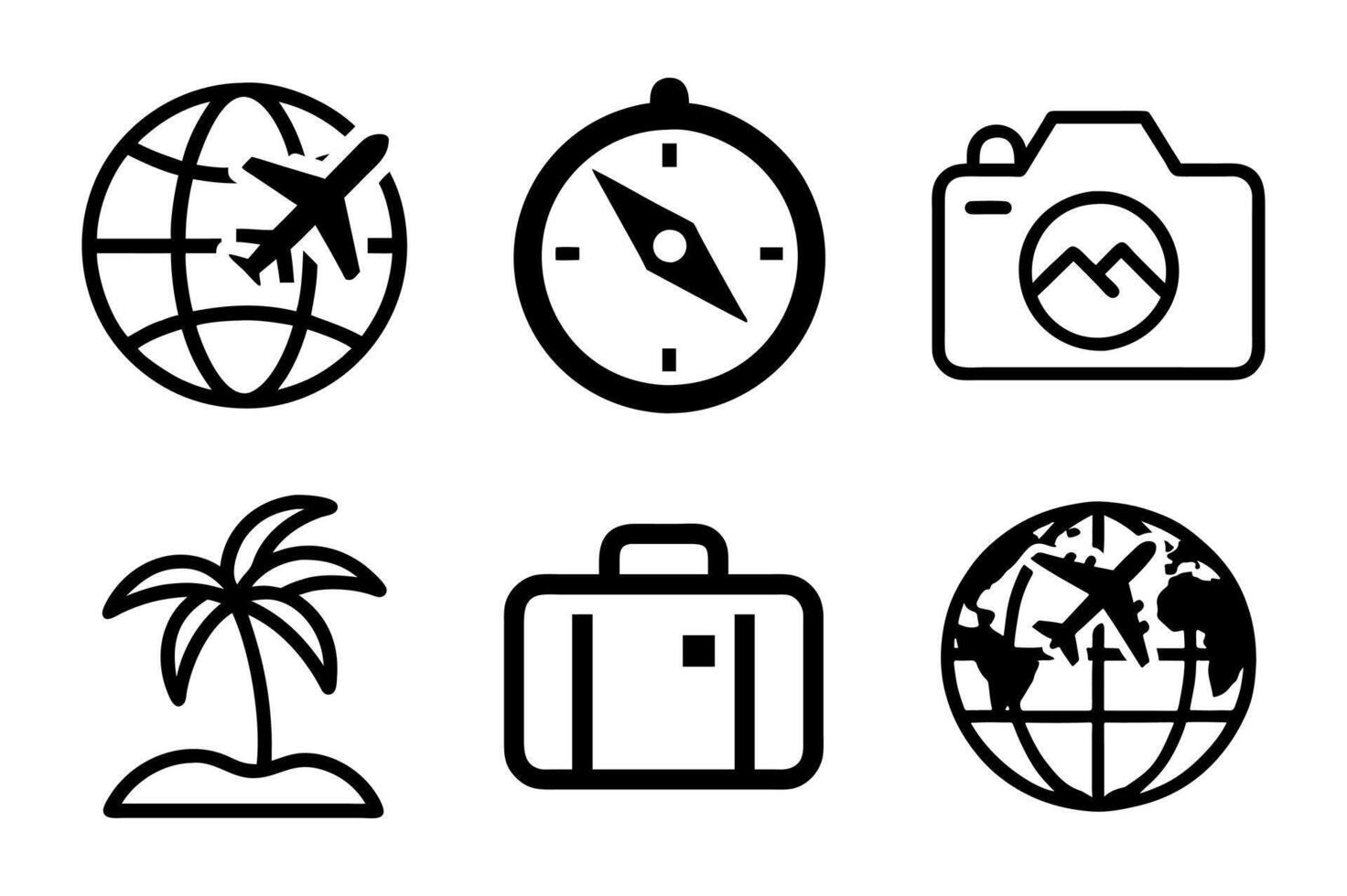 Travel and Adventure Icons Black and White vector