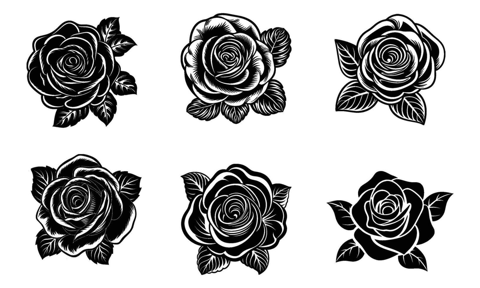 A Set of Roses Classic Rose Silhouette vector