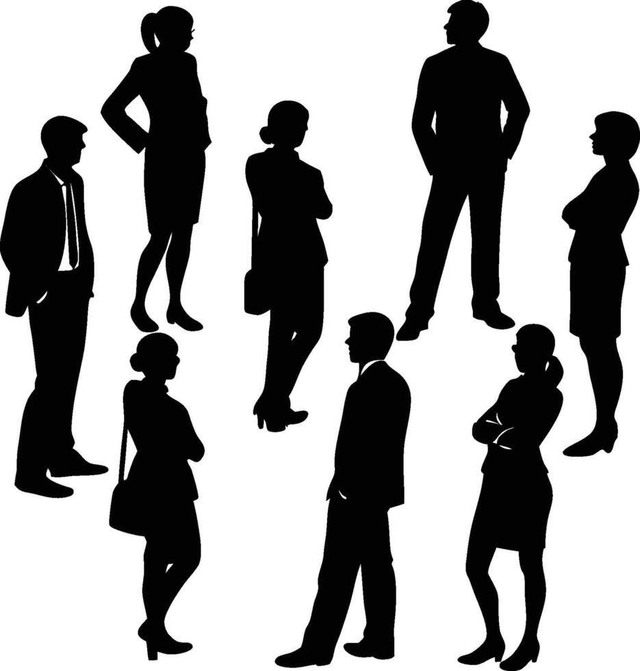 Business People Silhouette Collection, Professional Standing Poses vector