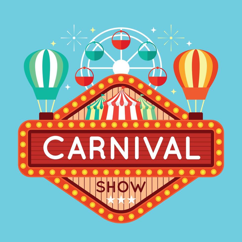 Retro Carnival Signboard with Lights vector