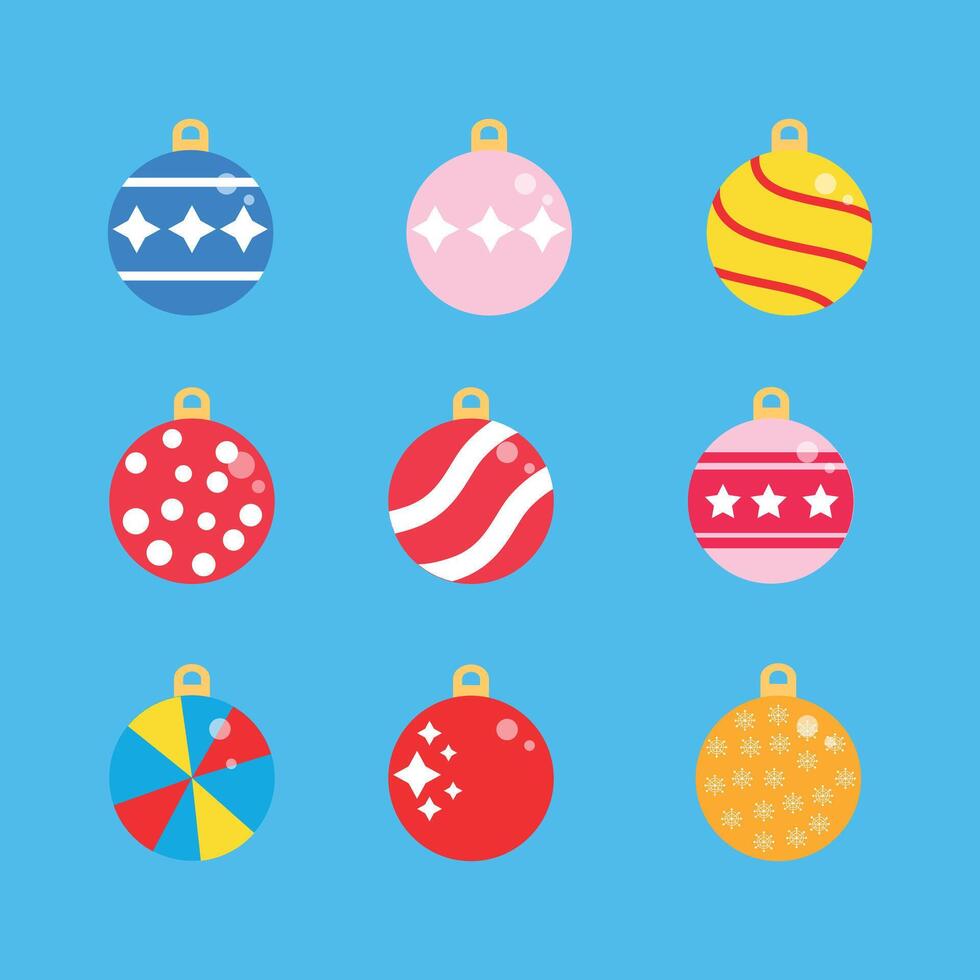 Festive Christmas Baubles. Flat Design Decorative Elements vector