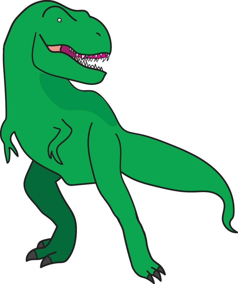A cartoon illustration of a green Tyrannosaurus Rex smiling. vector