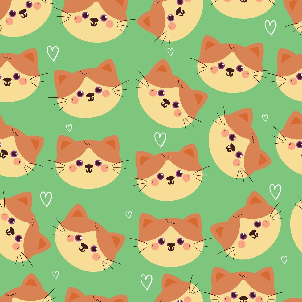 seamless pattern cat head cartoon. cute animal pattern for wallpaper, background and gift wrap vector