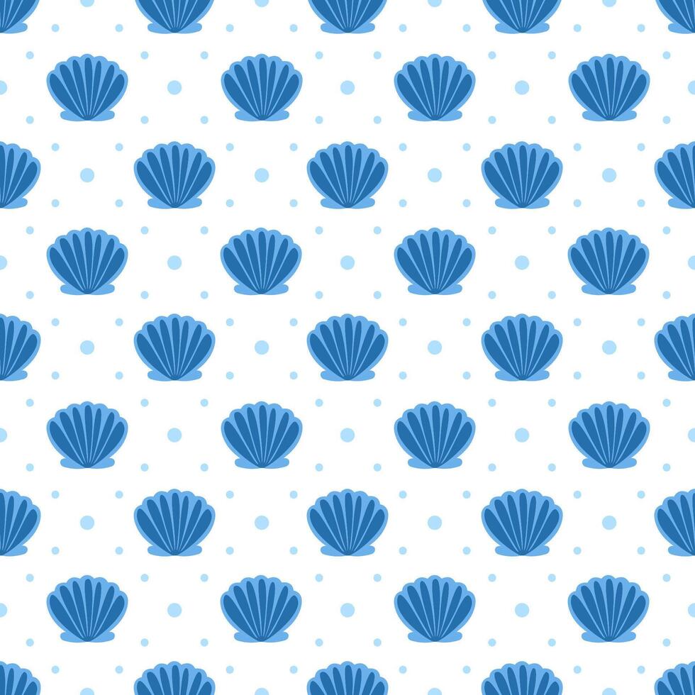 Marine Life Seamless Pattern with Ocean Decorations in Hand-Drawn Flat Illustration vector