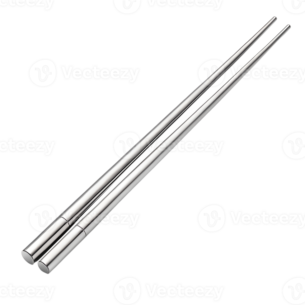 A set of stainless steel chopsticks., isolated on a transparent background png