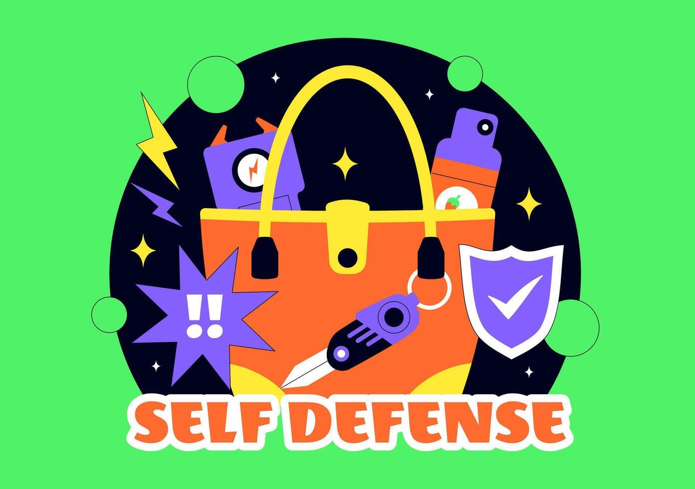 Illustration of Protective Equipment for Self-Defense in a Flat Style Cartoon Design vector