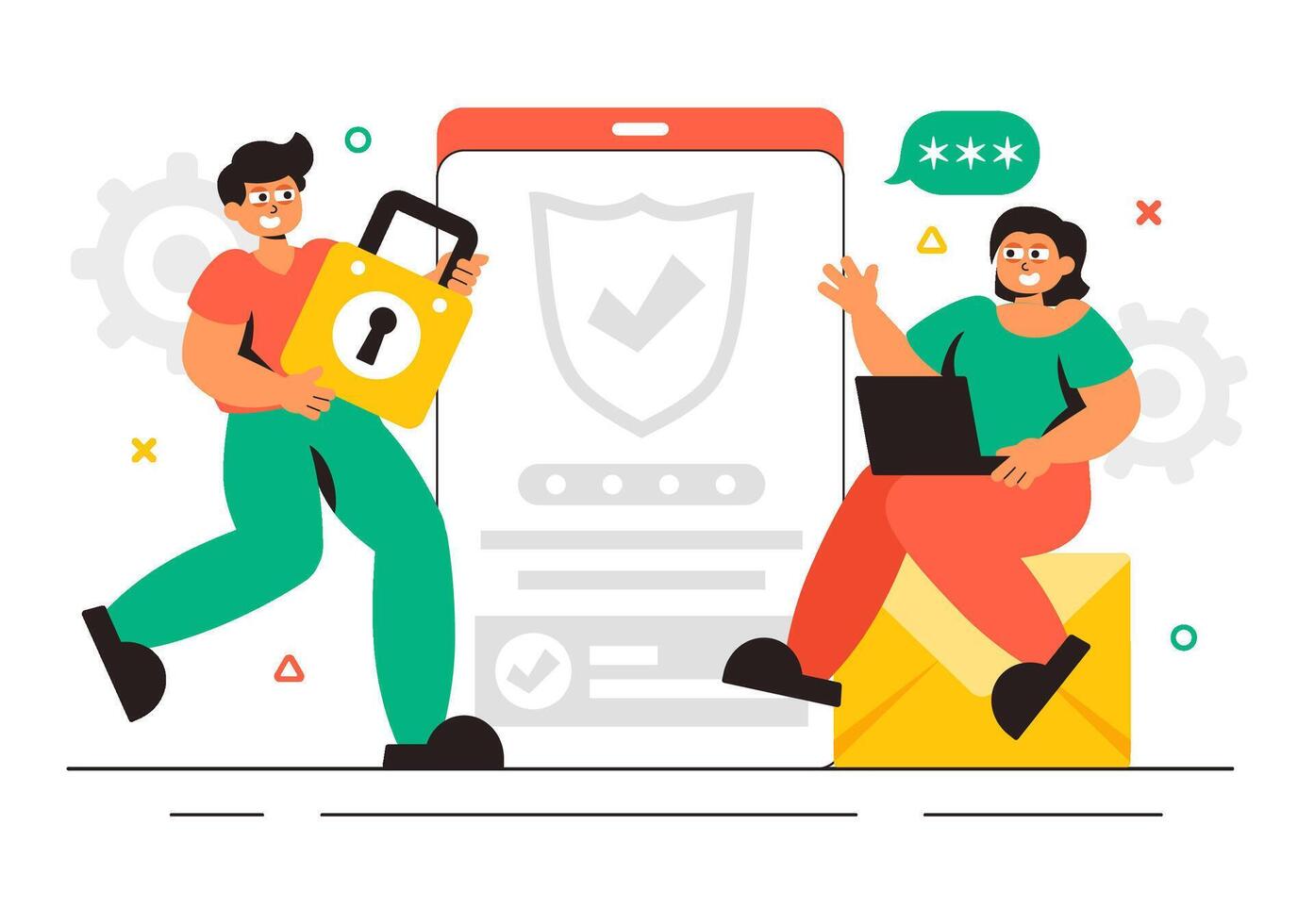 Security Consulting Illustration Featuring Ethical Hackers and Penetration Testing vector