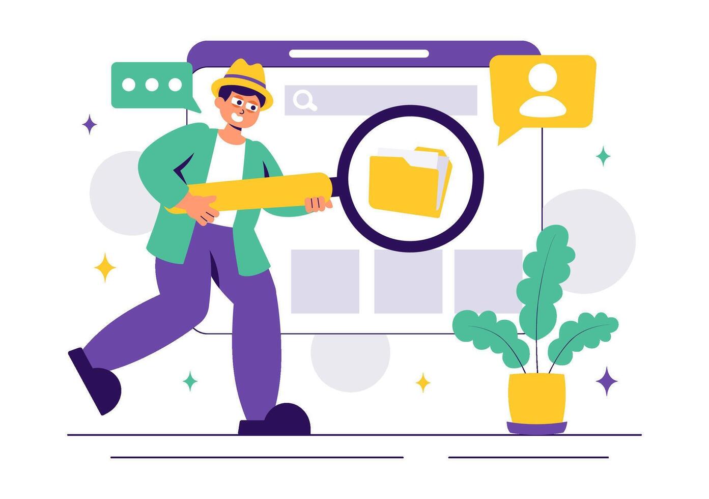 Business Information Search and Investigation Illustration for Corporate Analysis vector