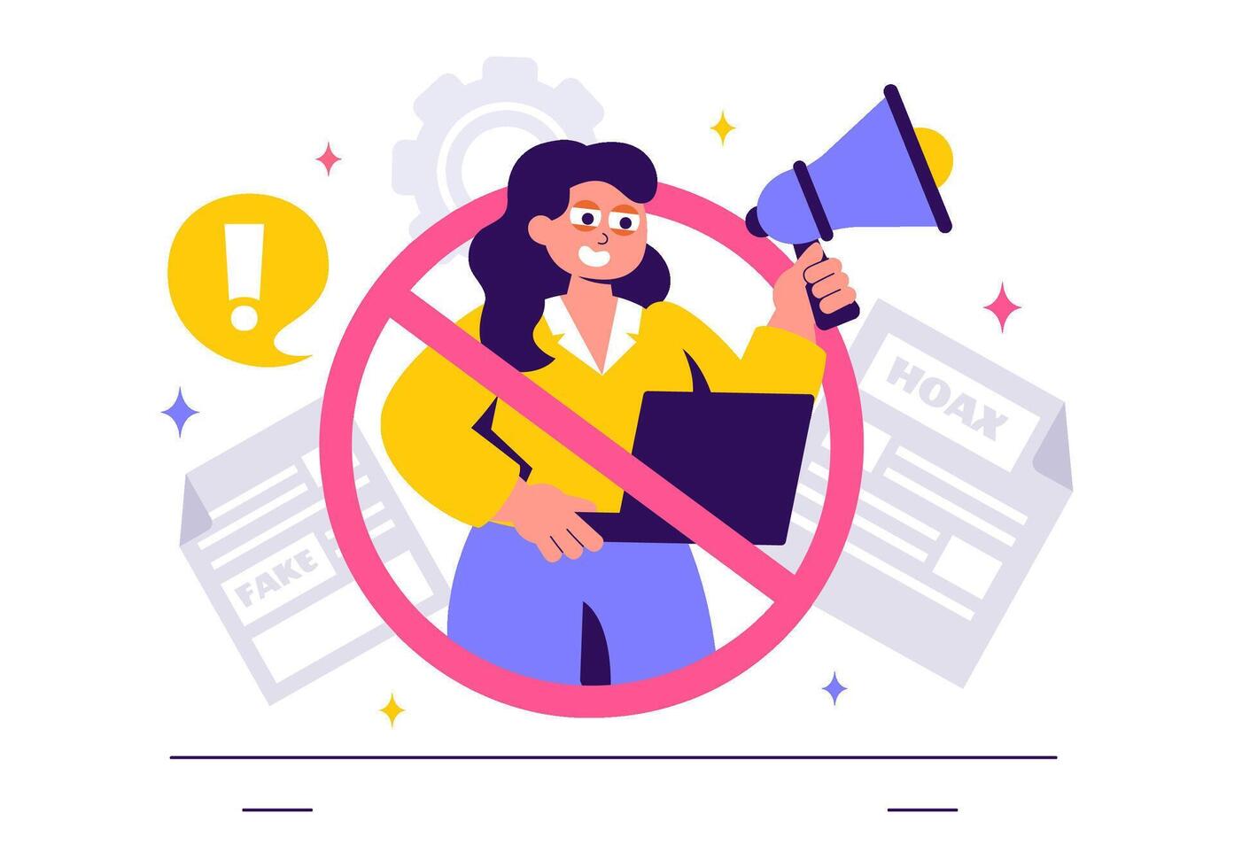 Myth-Busting and Fact-Checking Illustration for News Verification vector