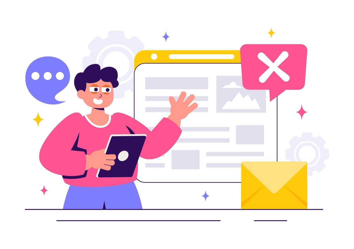Fact or Fake News Verification Illustration with Evidence Comparison vector