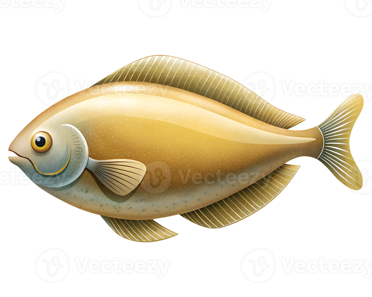 Illustration of Digital Painting, Dover sole fish isolated on transparent background png
