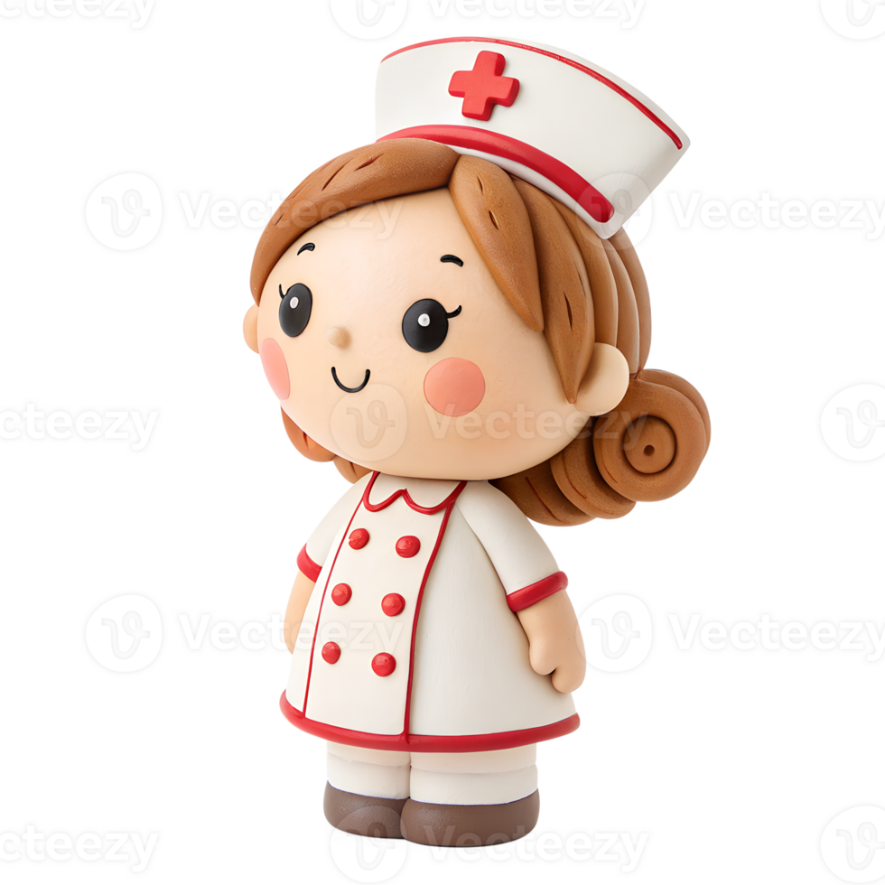 a clay Cute, Nurse, isolated on a transparent background png