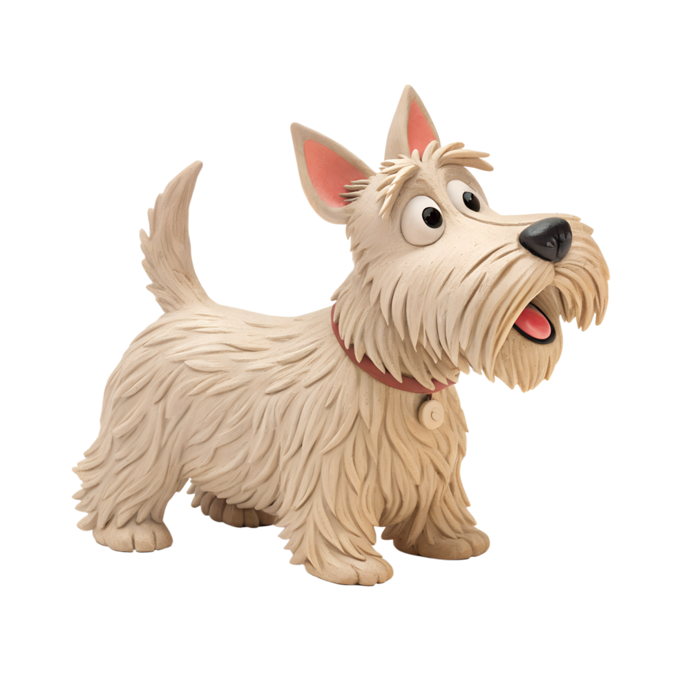 a clay Cute Scottish Terrier dog is joyful isolated on a transparent background png