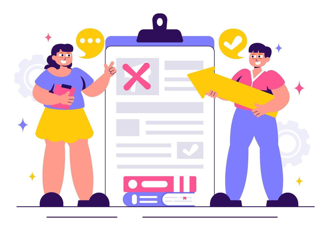 Fact vs. Fake News Verification Illustration with Evidence and Myths vector