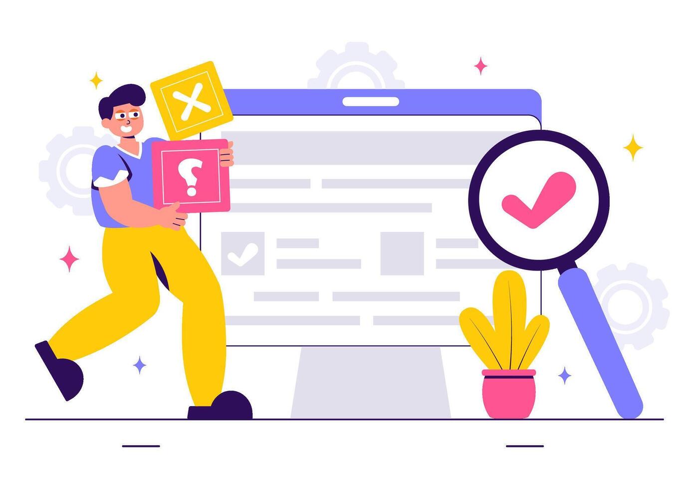 Thorough Fact-Checking News Illustration with Myths and Truths vector