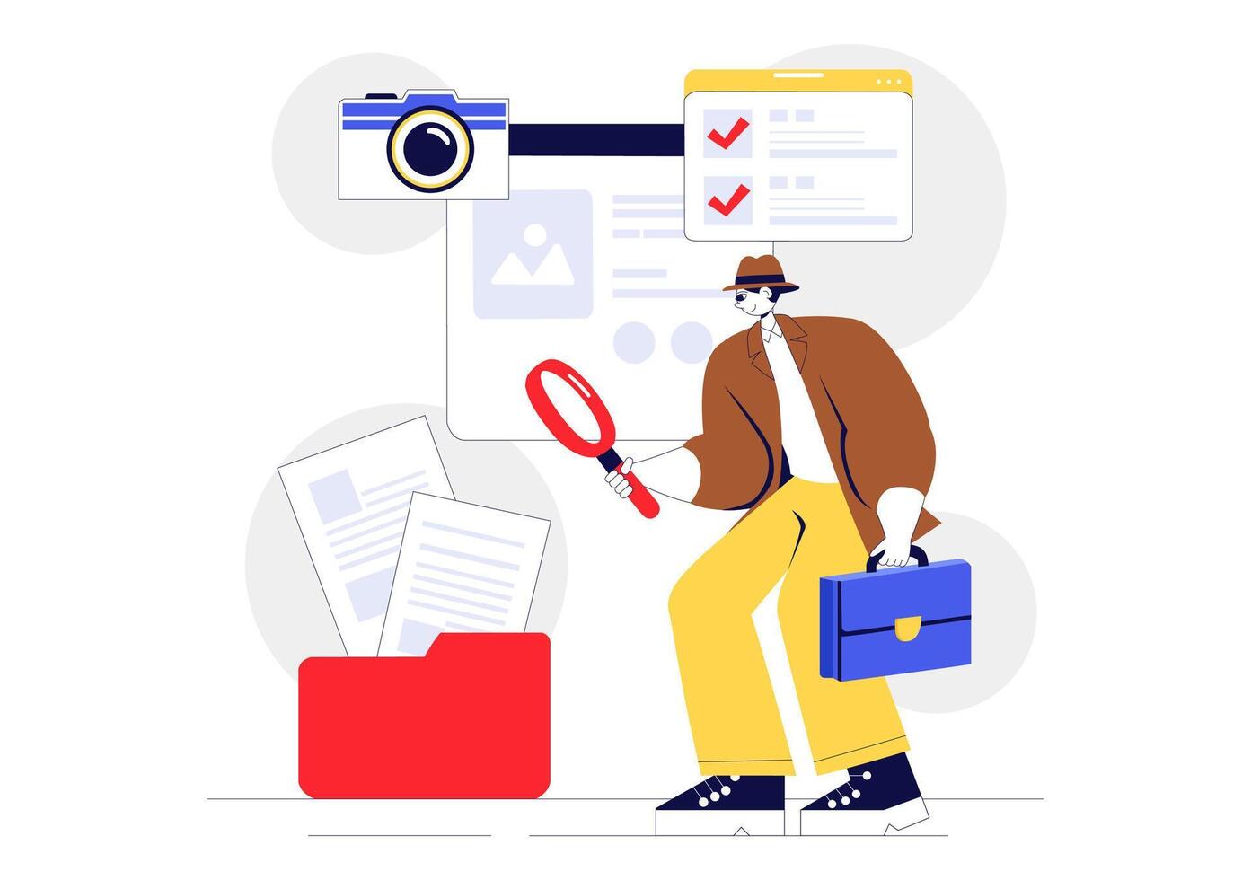 Private Investigator Concept Illustration with Detective Tools and Crime Evidence vector