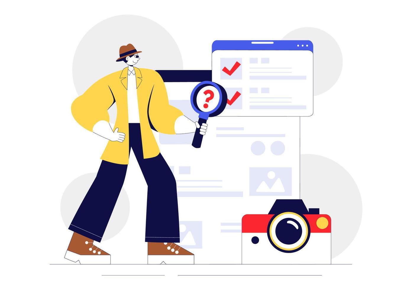 Crime Investigation Tools Illustration with Private Investigator Essentials vector