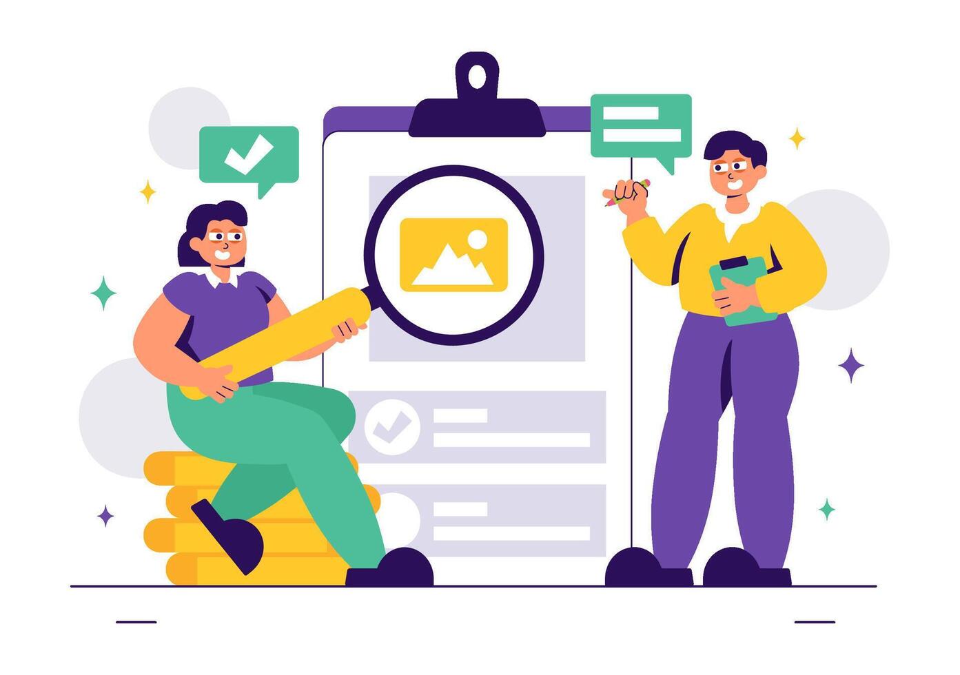 Corporate Research and Investigation Illustration with Information Examination vector