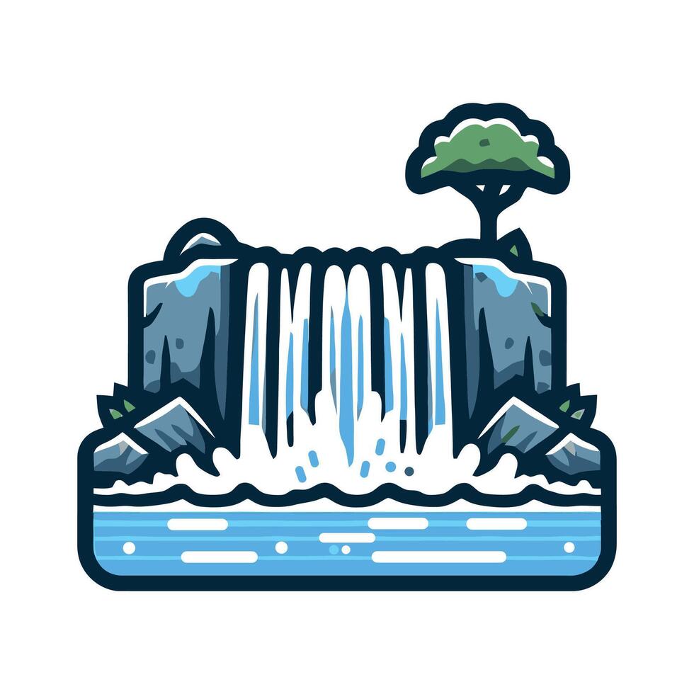 Beautiful Waterfall Nature Landscape Relaxing Scenic View Illustration vector