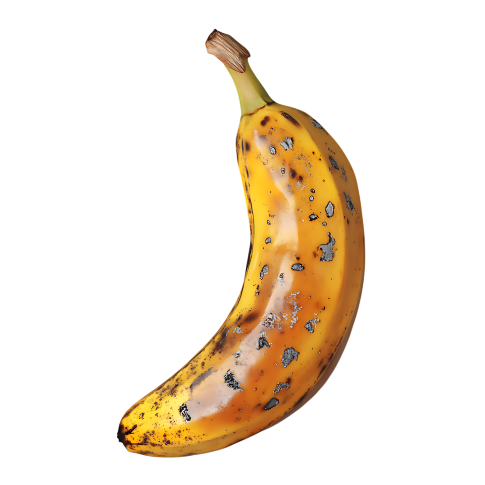 Ripe Banana with Brown Spots Against Transparent Background png