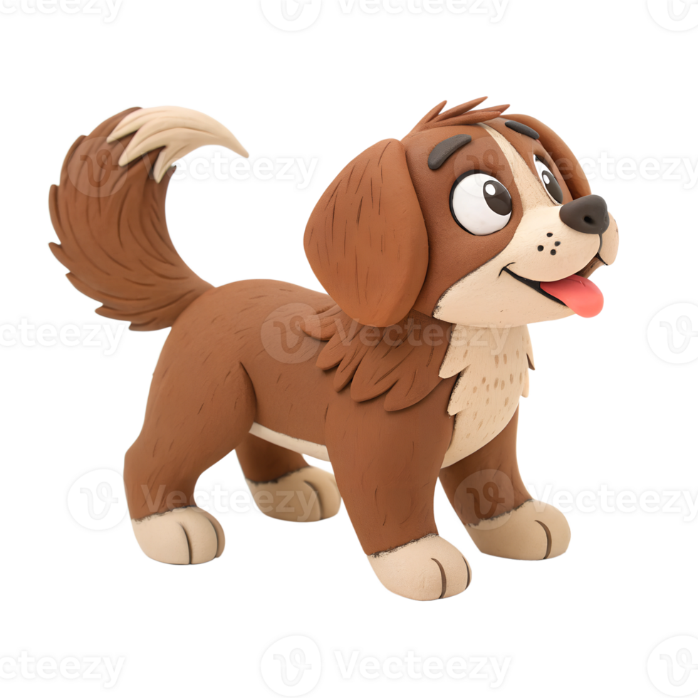 a clay Cute Newfoundlander is joyful isolated on a transparent background png