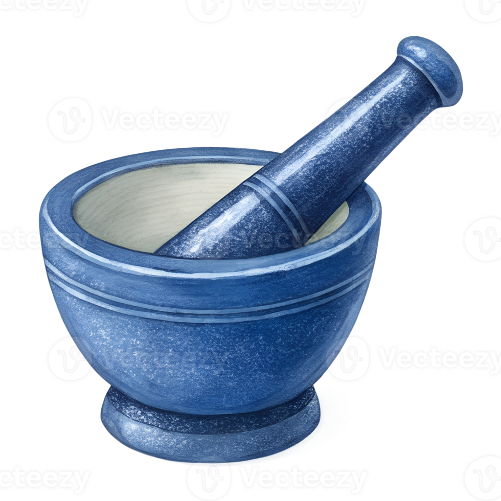 Illustration of A mortar and pestle with a textured surface., isolated on a transparent background png