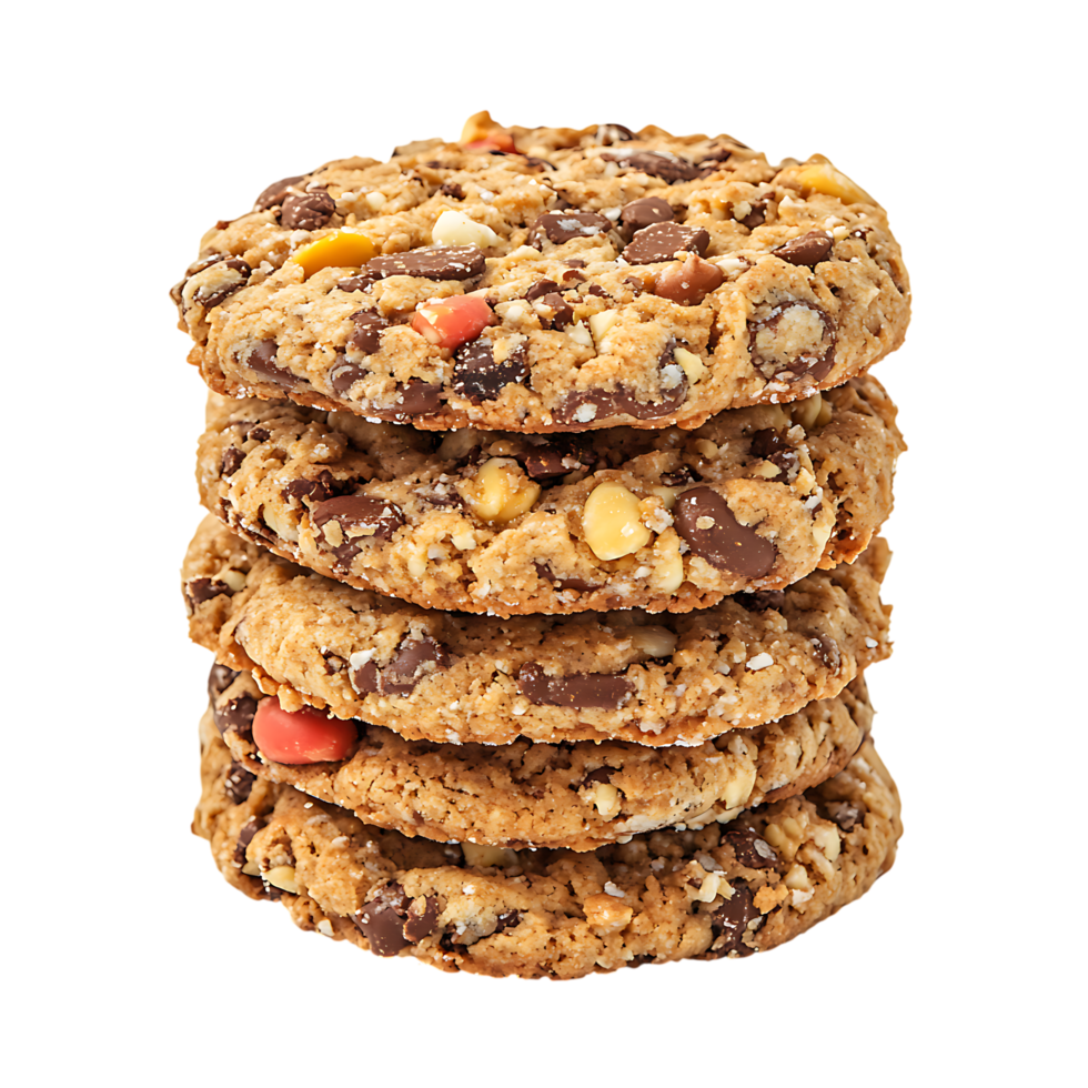 a Stack of Chocolate Chip and Nut Cookies for Bakery and Snack Branding png