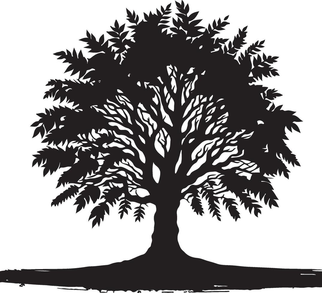 silhouette of a tree with leaves vector